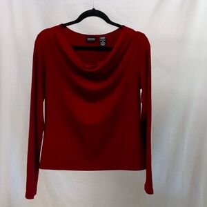 New York and Company Long Sleeve Burgundy Blouse Size M